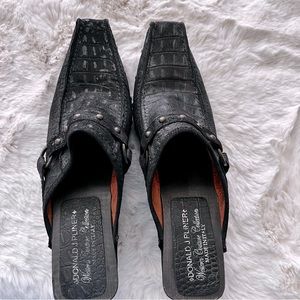 Donald J. Pliner Western Couture Collection Black Cowgirl Heeled Mules.  Size 10